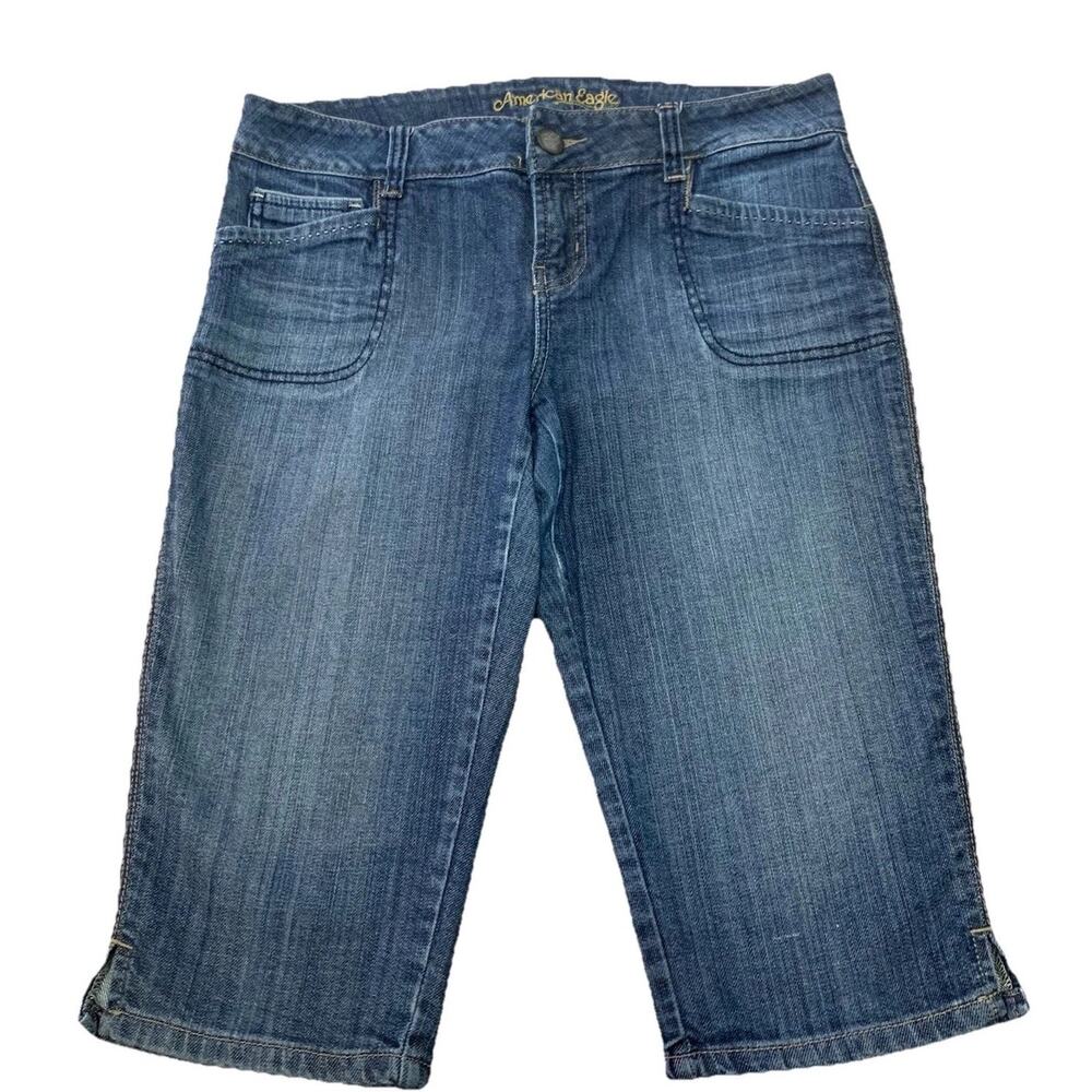 American Eagle Jean Capri Women Size 8 Low Rise Med Wash Denim